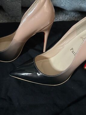 Christian Louboutin Kate 100 Patent Black-Nude Ombré